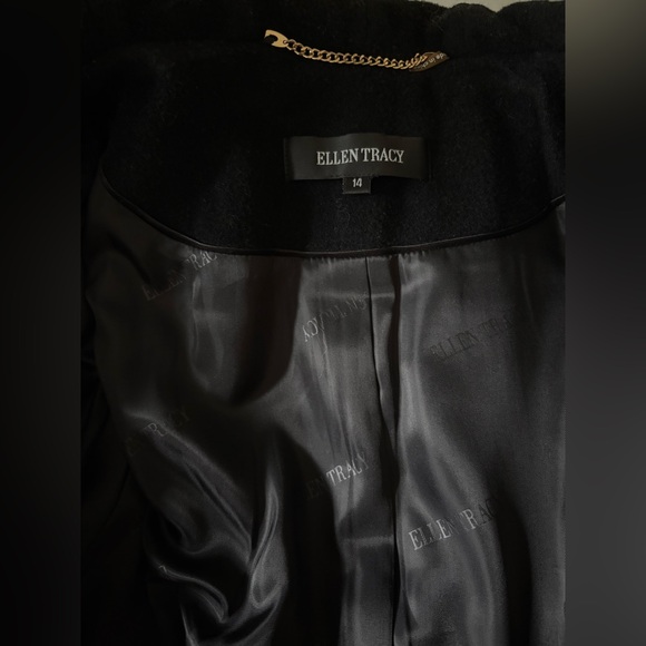 Ellen Tracy Elegant Black Coat - Picture 12 of 13